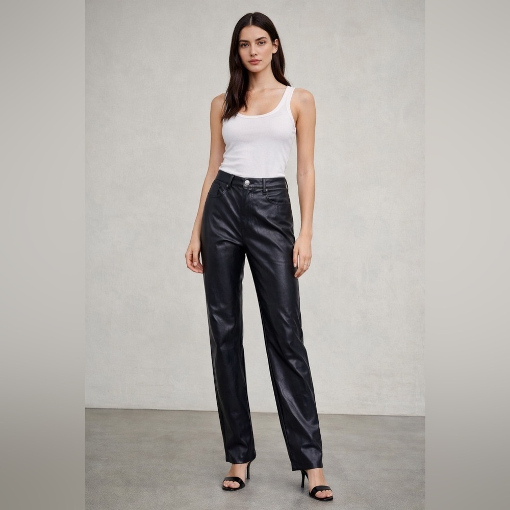 Wilfred Faux Leather Pants – Black – High-Waisted Straight Leg size 2
